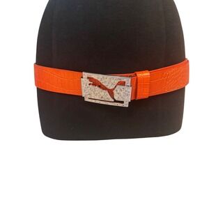 Puma Mens Genuine Leather Belt Orange Croc Embossed Silver Buckle L 100cm 36-40"